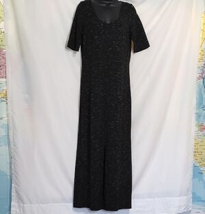 Lilla P Black Heathered Short-Sleeve Maxi Dress